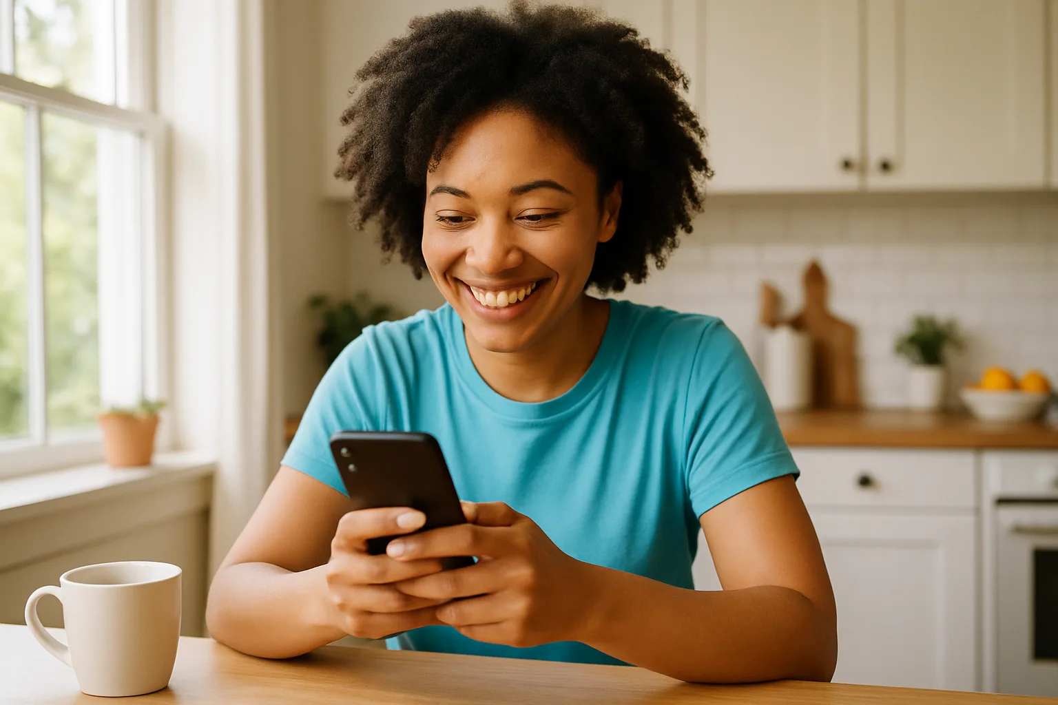 Person smiling while messaging on a smartphone — start dating in Kent